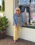Mustard acid washed frayed hem jeans