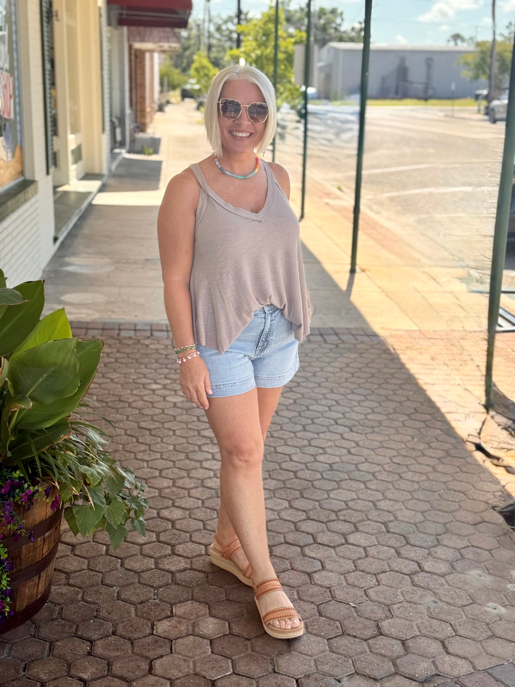 Mocha Knit Jersey Summer Tank Top