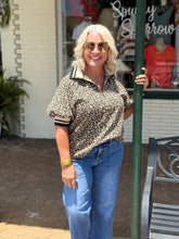 Load image into Gallery viewer, LEOPARD QUARTER ZIP TOP IN TAUPE
