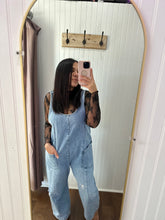 Load image into Gallery viewer, Washed Denim Relaxed Fit Sleeveless Jumpsuit
