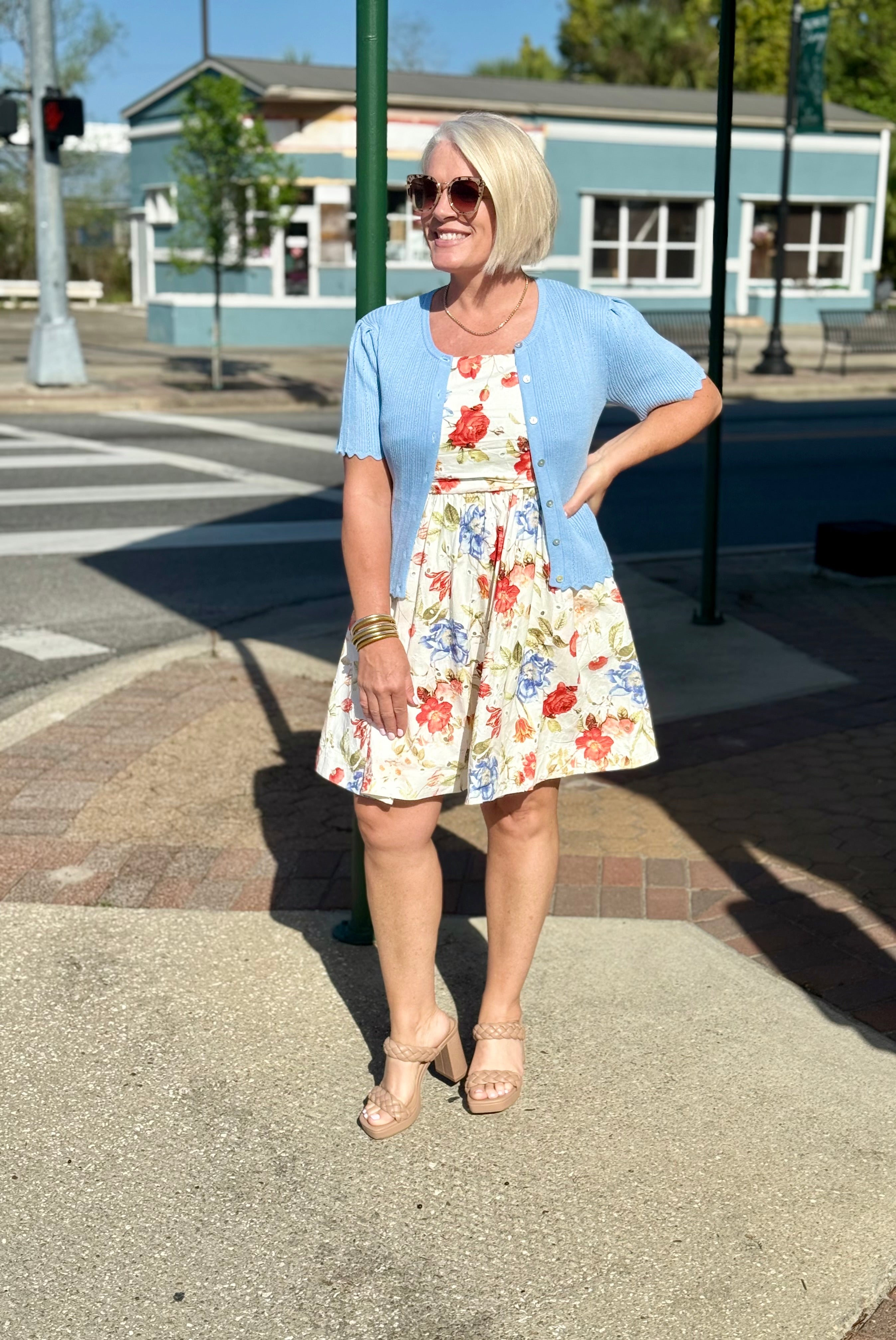Floral Combo Print Sleeveless Mini Dress