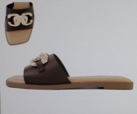 Linked Brown PU Sandal