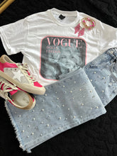 Load image into Gallery viewer, MICA High Rise Wide Leg JEANS with PEARL AND RHINESTONE Embellishment
