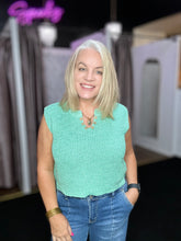 Load image into Gallery viewer, SPLIT NECK KNIT TOP IN MINT
