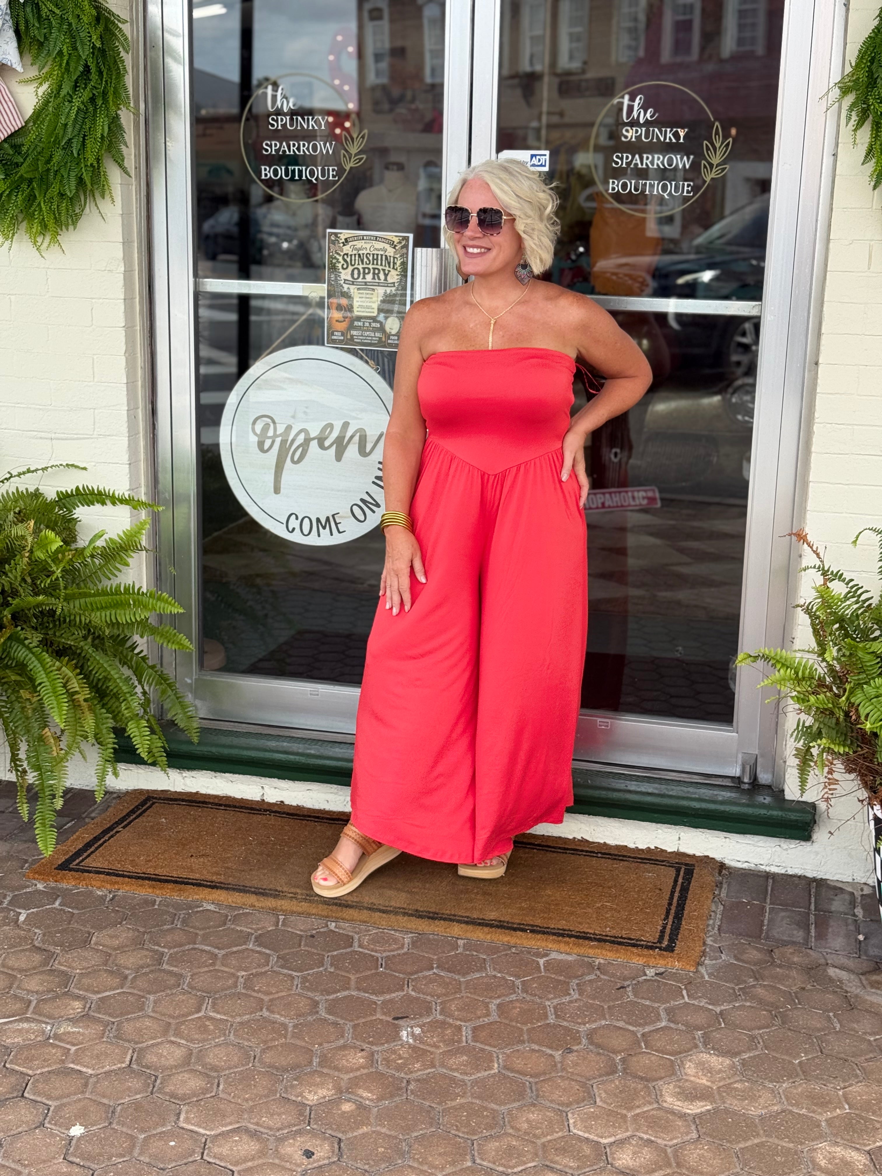 Cherry Tube Strapless  Jumpsuit