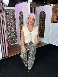 VERVET BY FLYING MONKEY High Rise Leopard Print Barrel Jeans