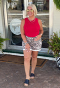 Red Ribbed Knit Tank Top