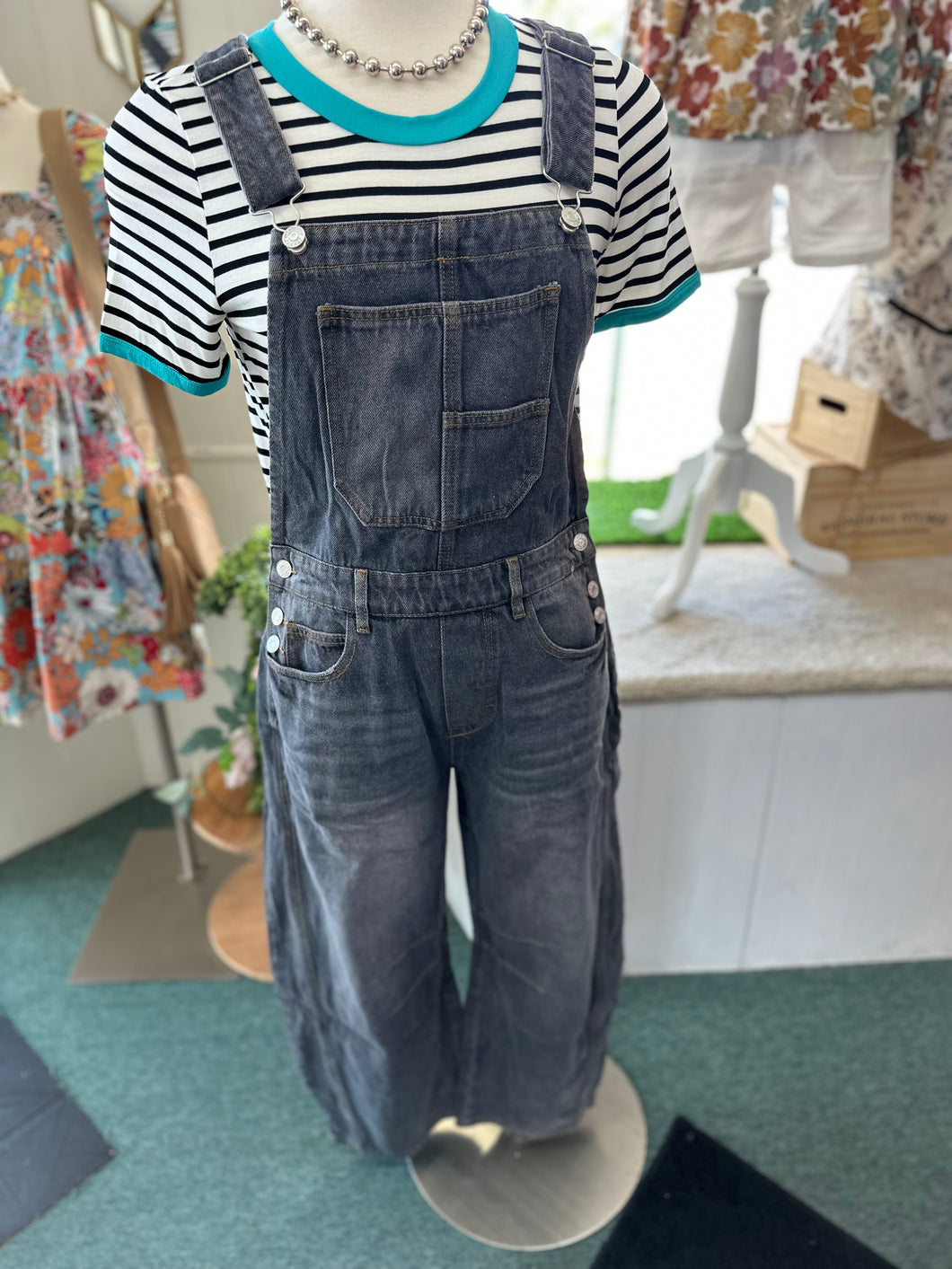 BLACK Washed Denim Overall