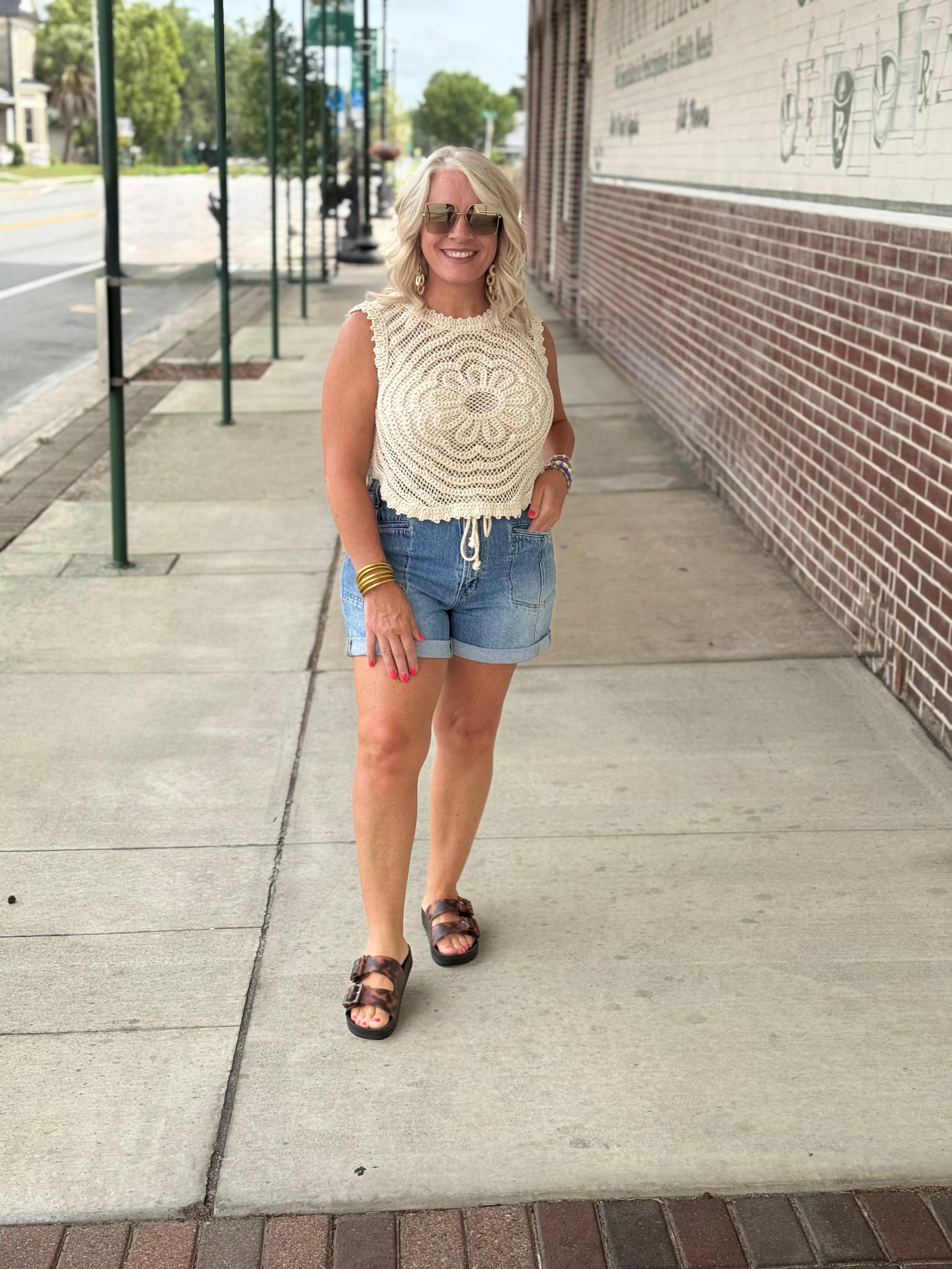 Crochet Open Lace Floral Tank Top