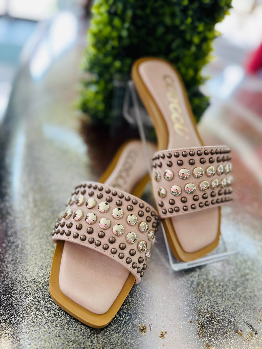 Nude Stud Embellished Sandal