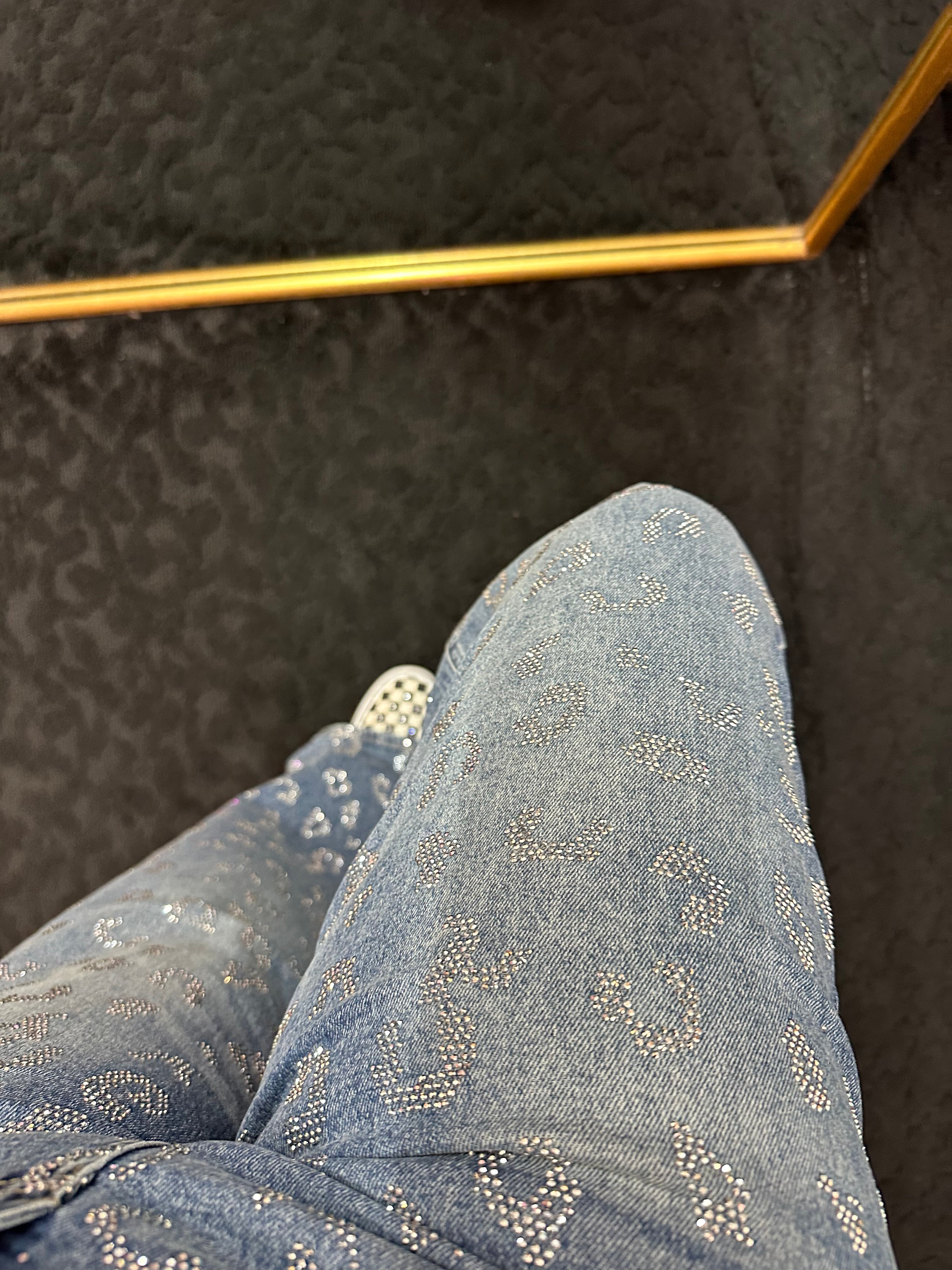 Cello High Rise Wide Leg with All Over Rhinestones