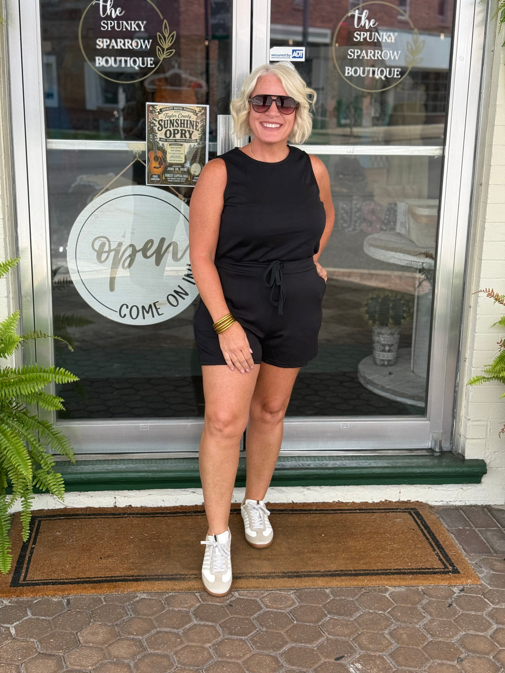 Butter soft black sleeveless romper