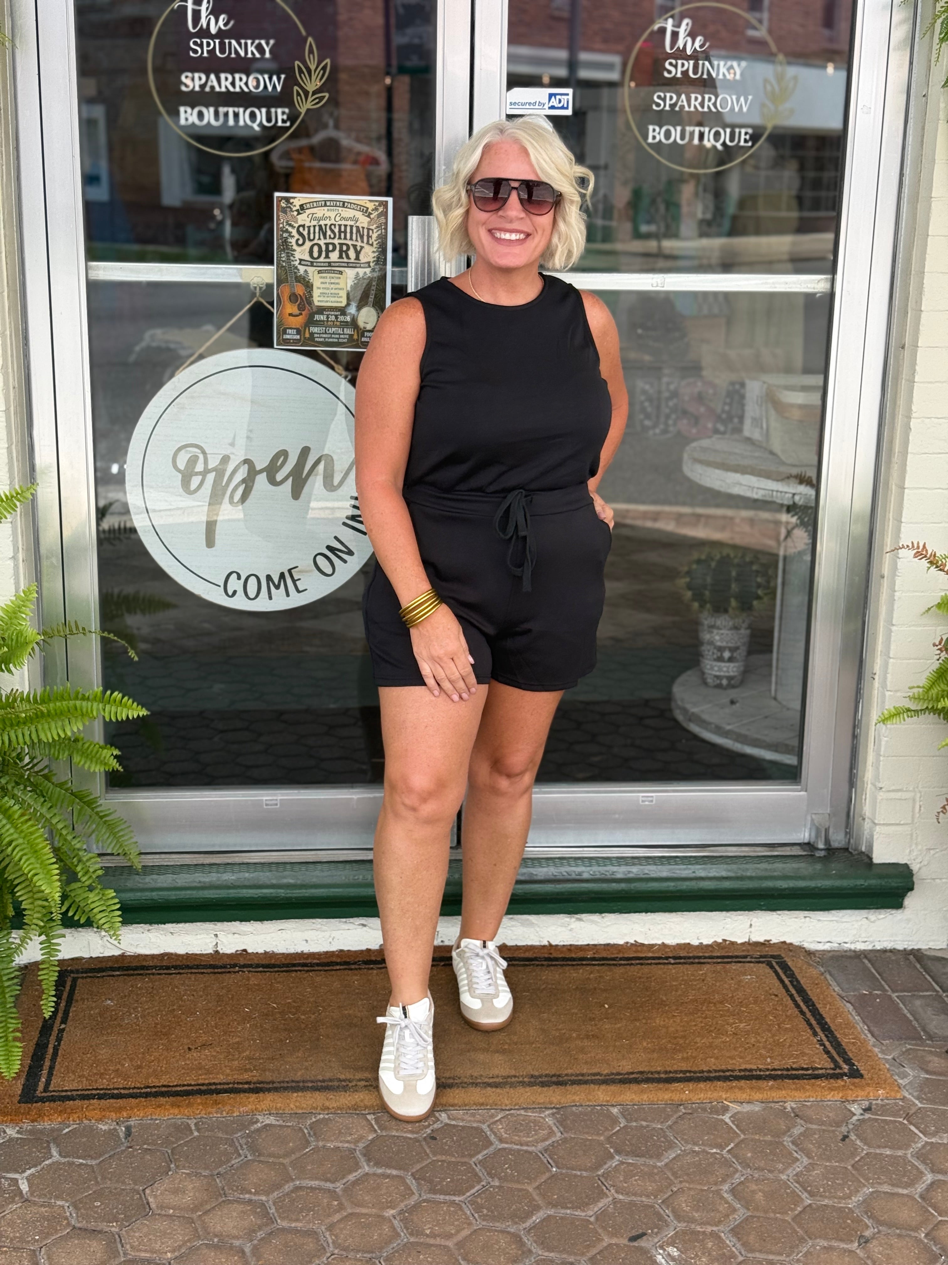 Butter soft black sleeveless romper