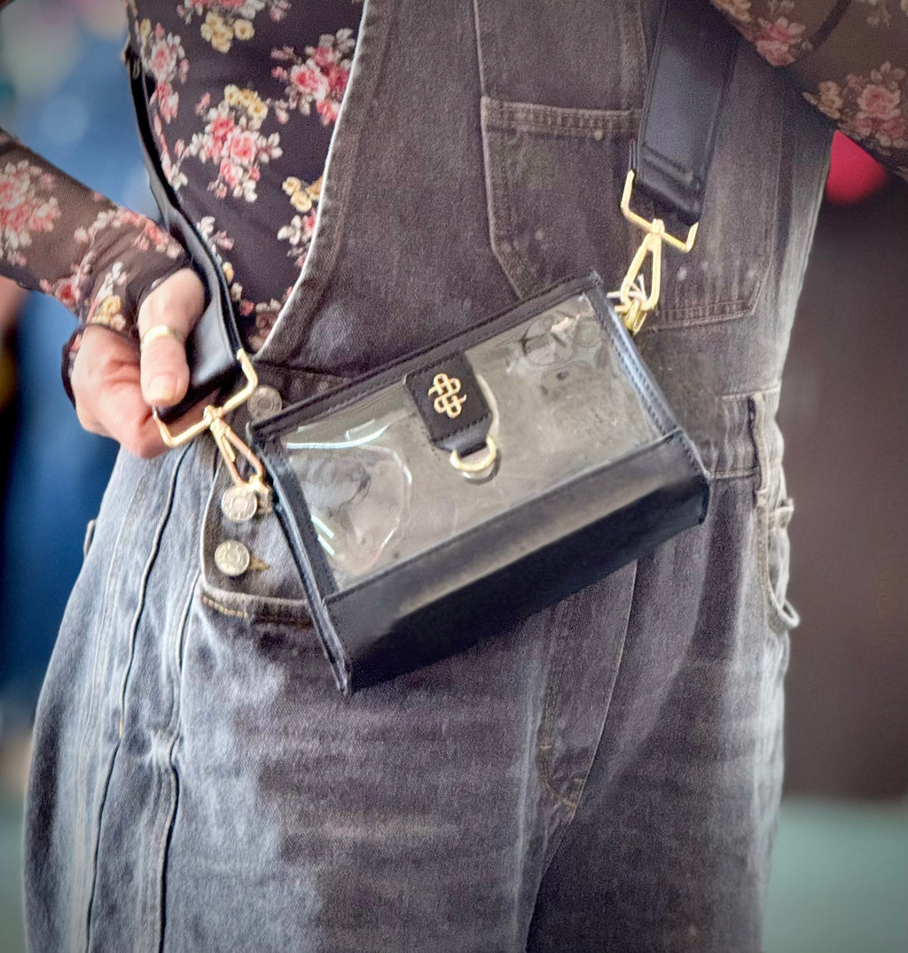PU Leather and Clear Clutch Bag