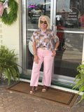 Vervet Baby Pink High Rise Color Crop Wide Leg Jeans