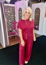Load image into Gallery viewer, Acid Wash maroon Top &amp; Pants 2PC Set
