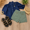 Navy Trim Detail Button Down Blouse