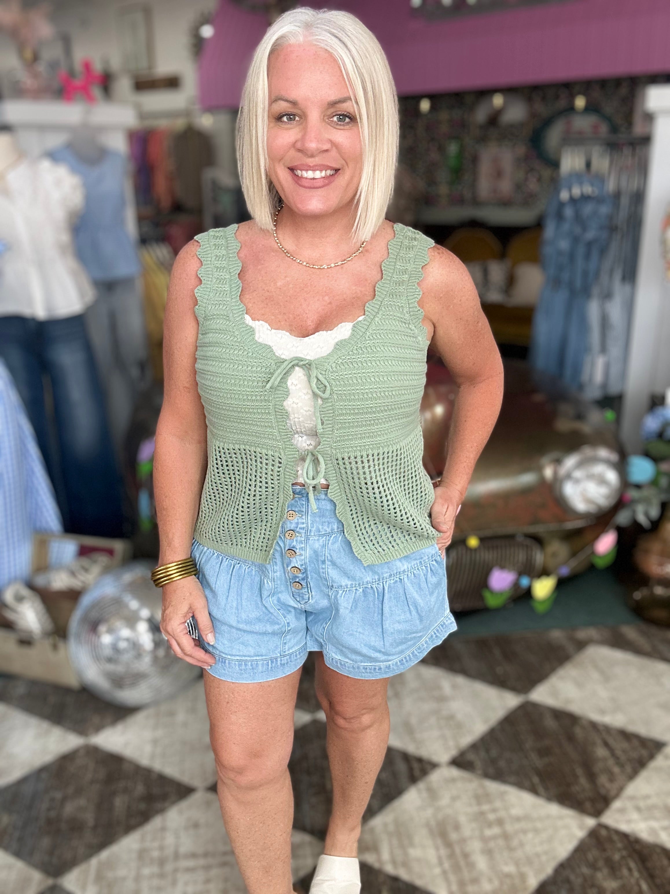 Risen tiered Shorts With Shirred Detail