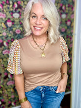 Load image into Gallery viewer, Solid Top with Multi-Fabric Short Sleeves

