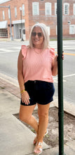 Load image into Gallery viewer, SIMPLY SOUTHERN CORAL RIBBED RuFFLE SLEEVE TOP
