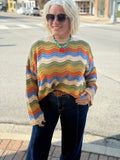 Multi Taupe Color Block Crochet Sweater