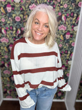 Load image into Gallery viewer, Classic Striped Knit Sweater in rust
