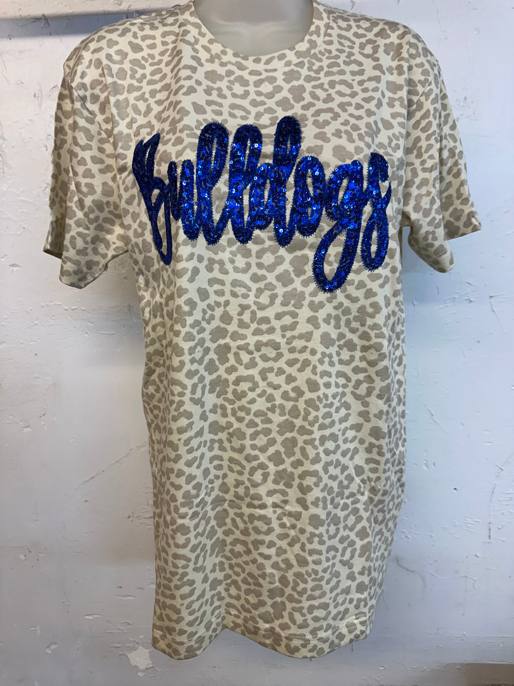 LEOPARD SEQUIN BULLDOG GAME DAY TEE