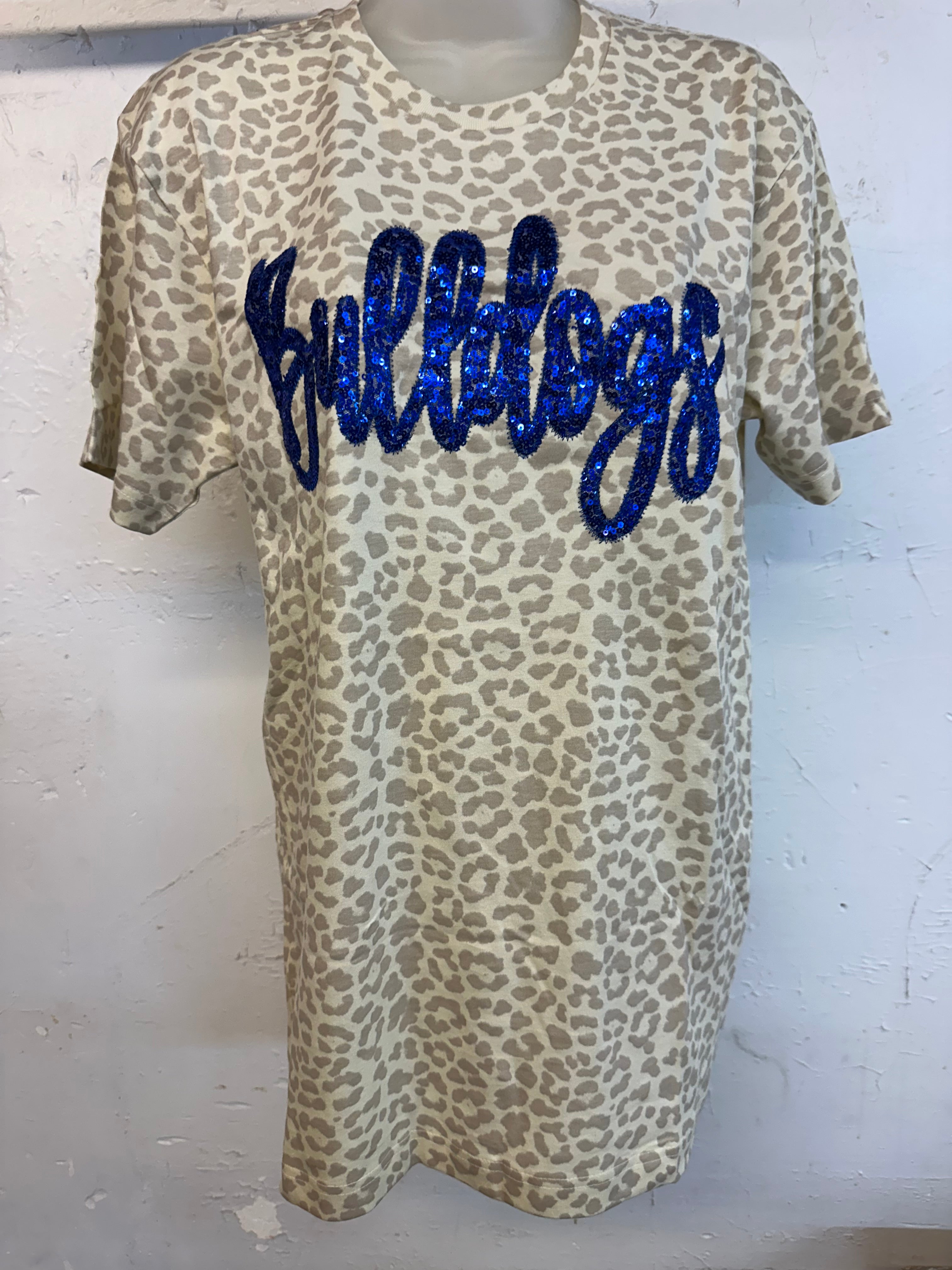 LEOPARD SEQUIN BULLDOG GAME DAY TEE
