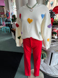 Multi color heart sweater