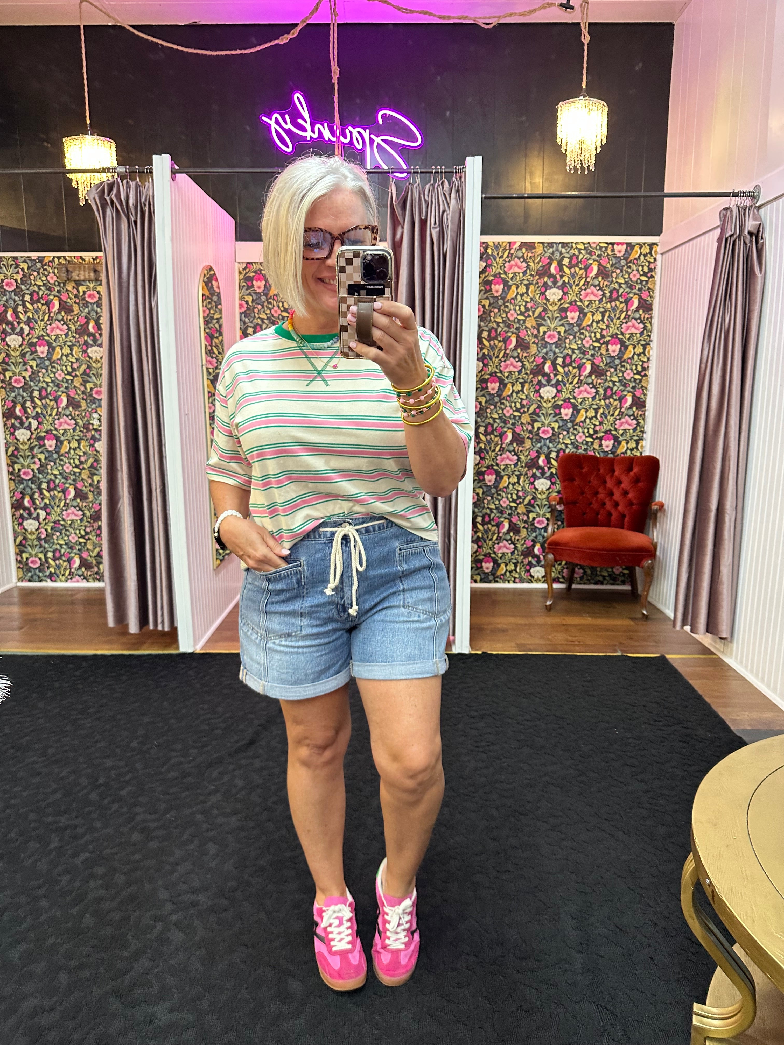 Vervet High Rise Drawstring Cuffed Shorts