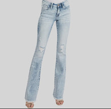 Load image into Gallery viewer, Petra petite distressed flare jeans
