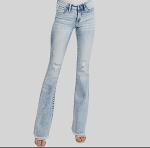 Petra petite distressed flare jeans