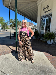 Leopard tiered overalls