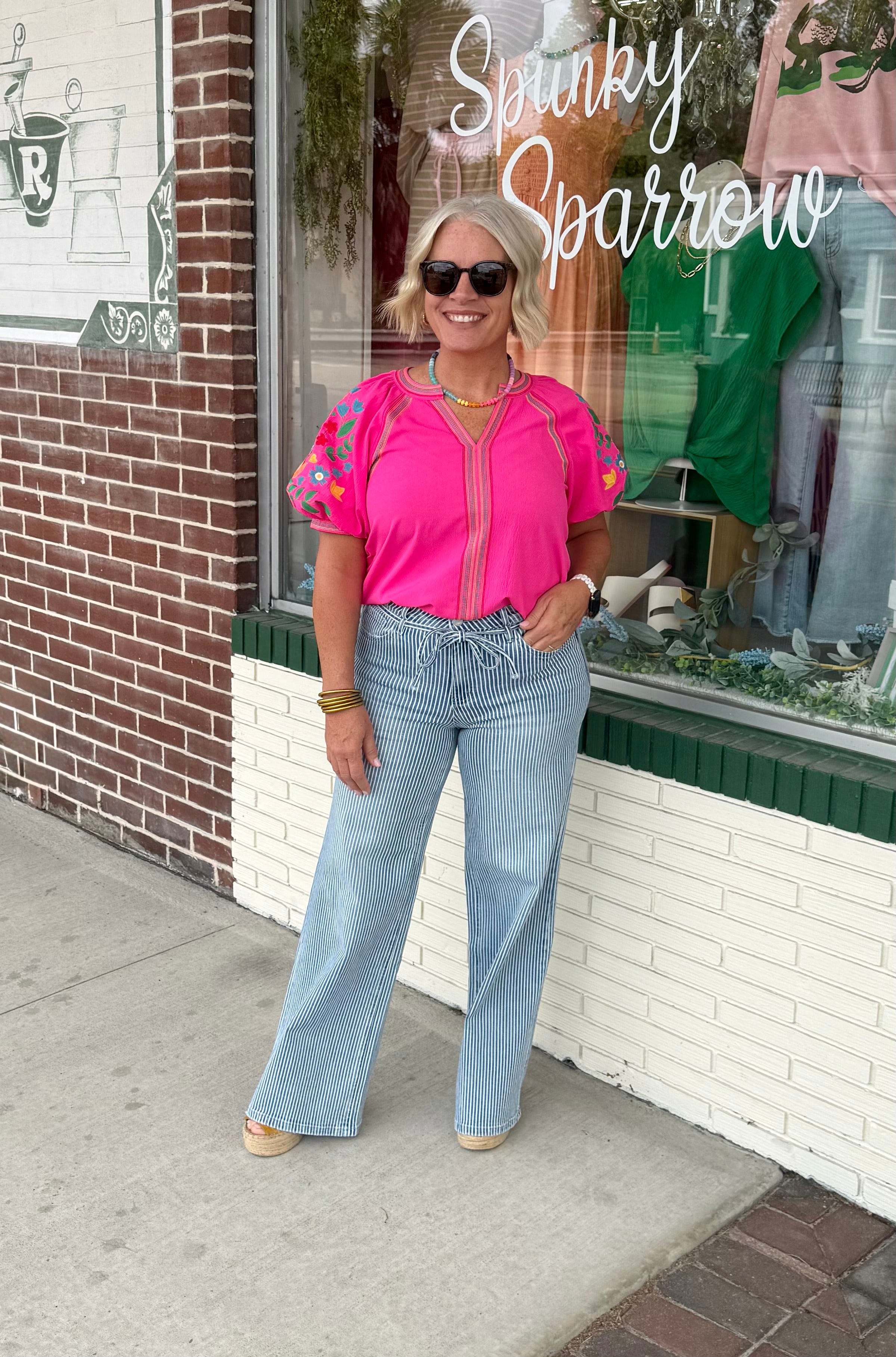 HOT PINK EMBROIDERY TOP