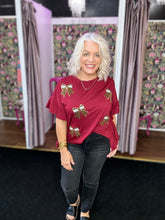 Load image into Gallery viewer, Sideline Sparkle Ruffle Top- Maroon
