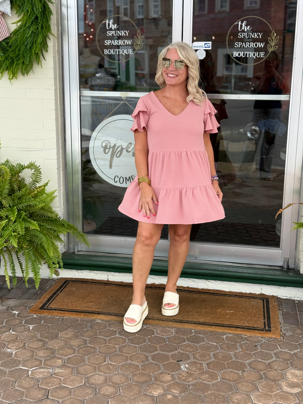 Mauve Airflow Tiered Mini Dress