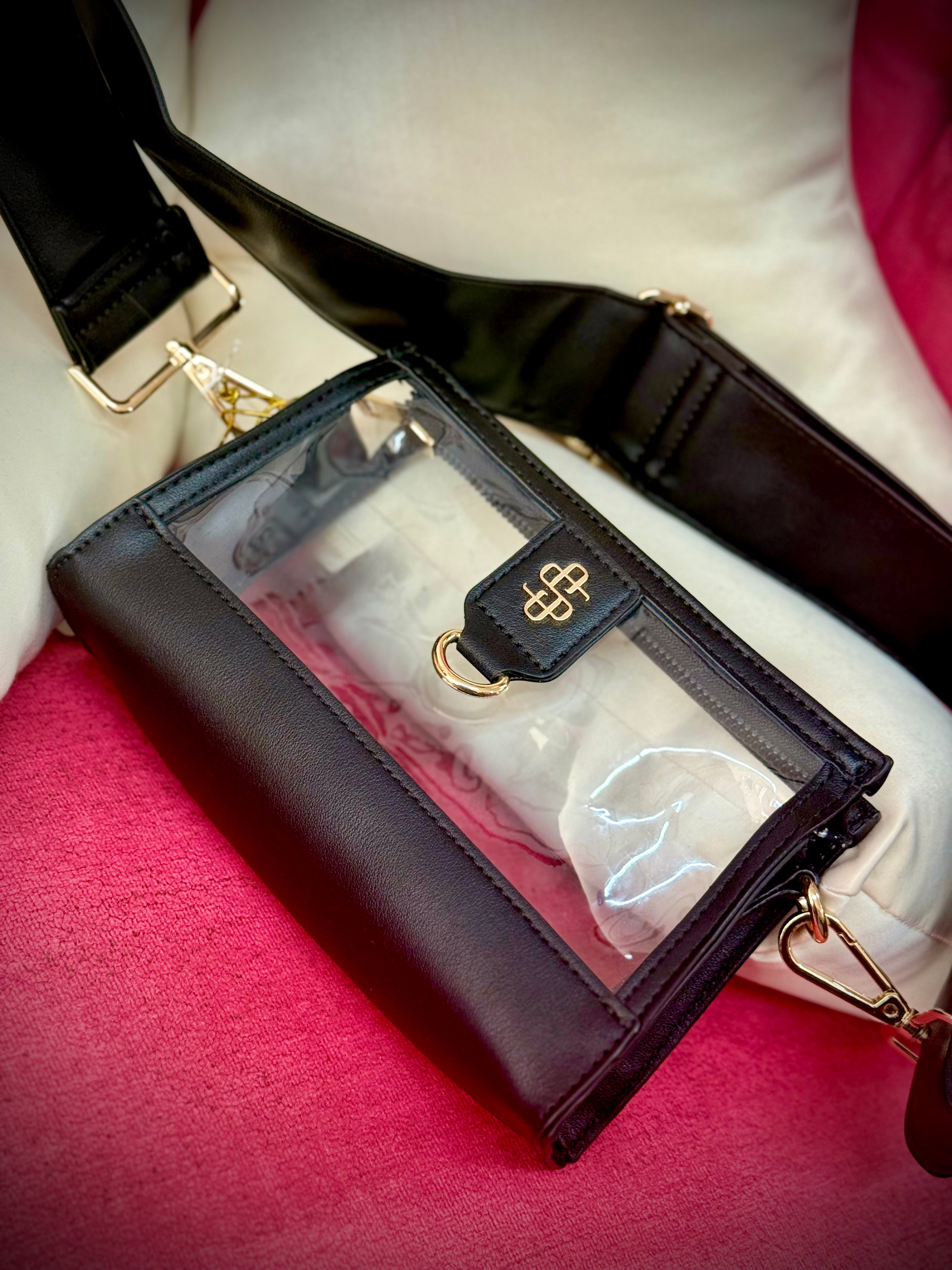 PU Leather and Clear Clutch Bag