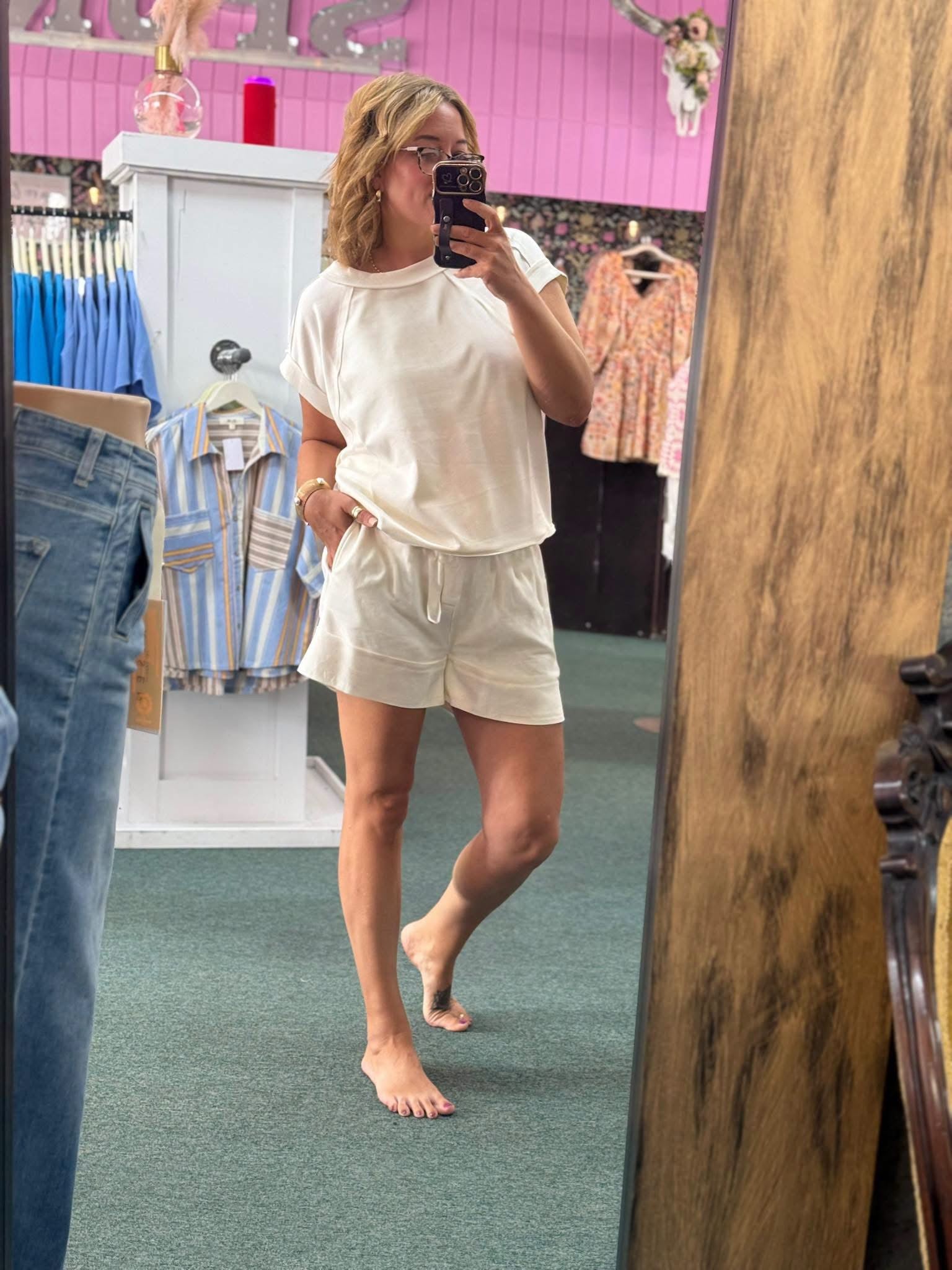 BUTTER SOFT OFF WHITE SHORTS SET