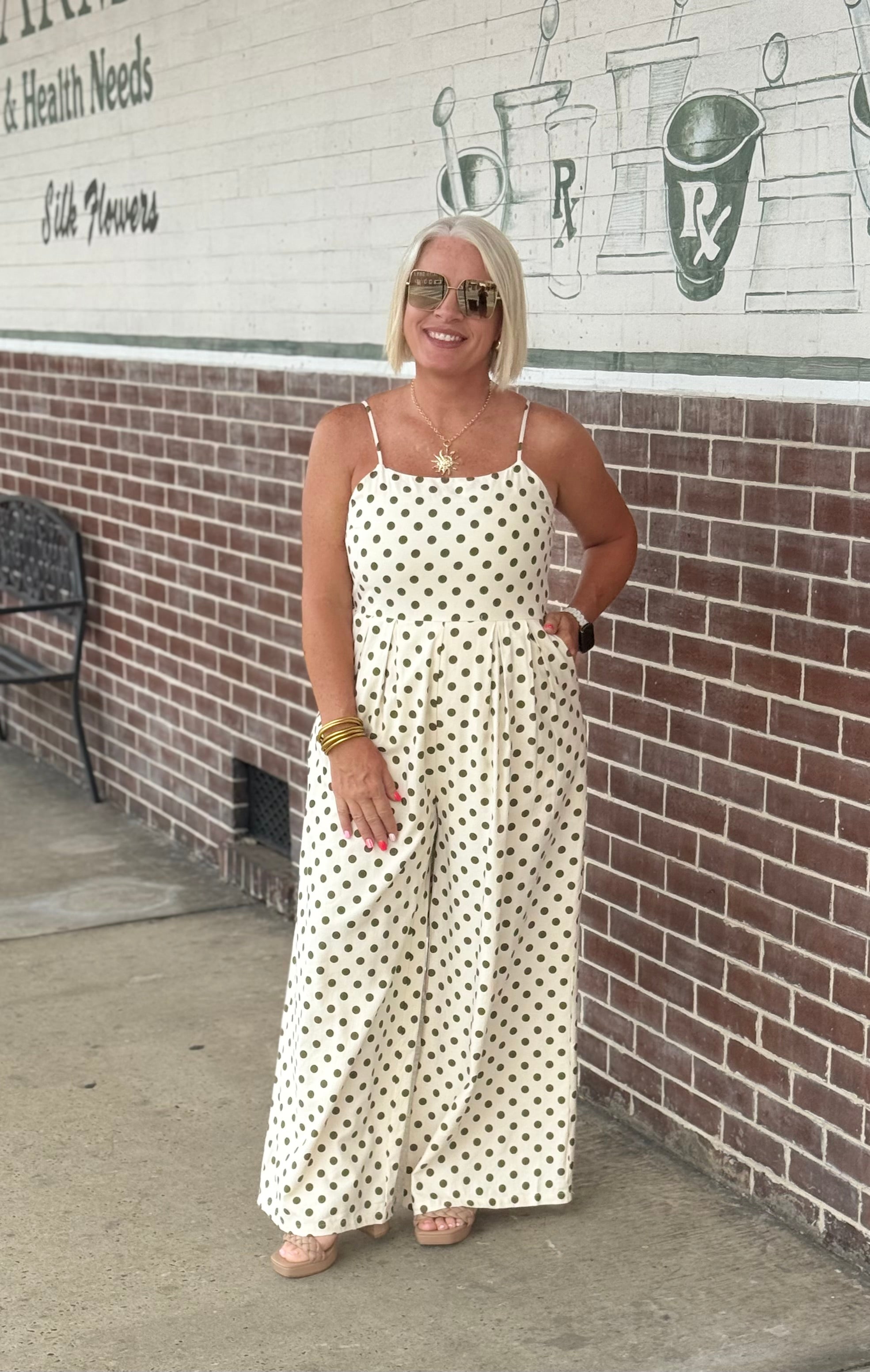 Polka Dot Wide-leg Jumpsuit