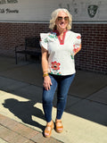 Ruffled Sleeves Floral Print Woven Top