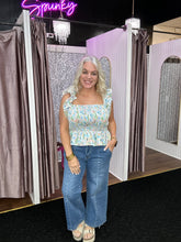 Load image into Gallery viewer, Pink blue multicolor smocked peplum top

