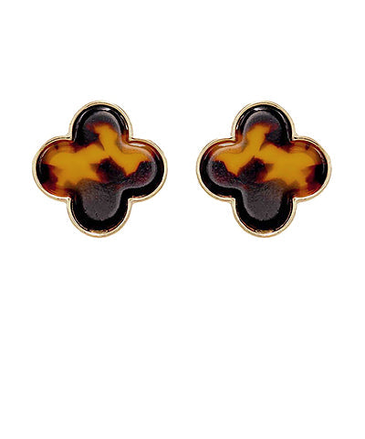 Clover Acetate Earrings TORTOISE