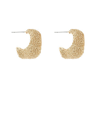 Puffy Textured Square Hoops * Metal * Post * 5/8" L