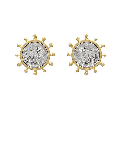 Bulldog Coin Necklace and Earring Set
