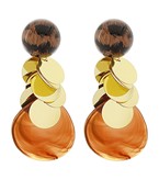 Acrylic & Metal Disc Earrings IN RUST AND BROWN