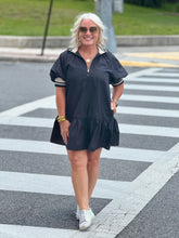 Load image into Gallery viewer, BLACK CONTRAST COLLAR DRESS

