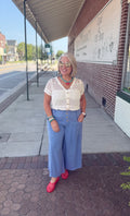 Washed Denim Cotton Gauze Pants