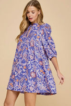 Load image into Gallery viewer, Floral Print Bib Detail Dress in purple
