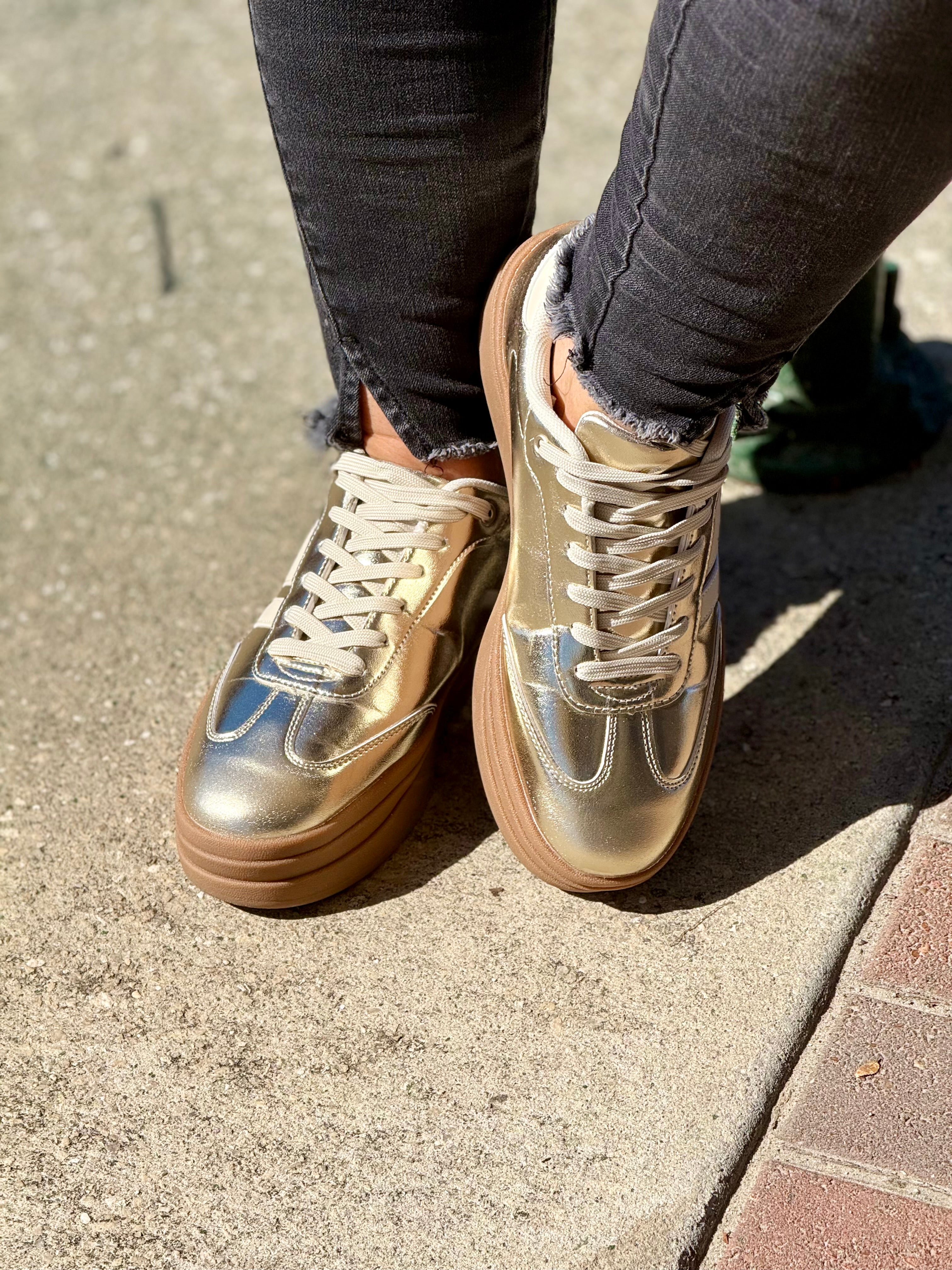 Gold Vintage Platform Sneakers