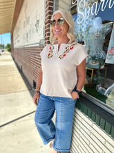 Load image into Gallery viewer, Embroidered Notch Neck Knit Top
